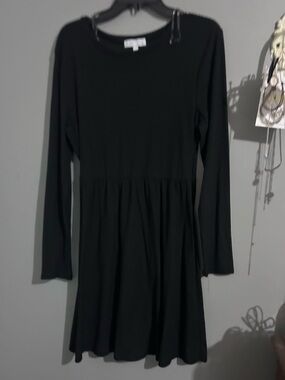 Planet Gold Black Ribbed Long Sleeve Top
